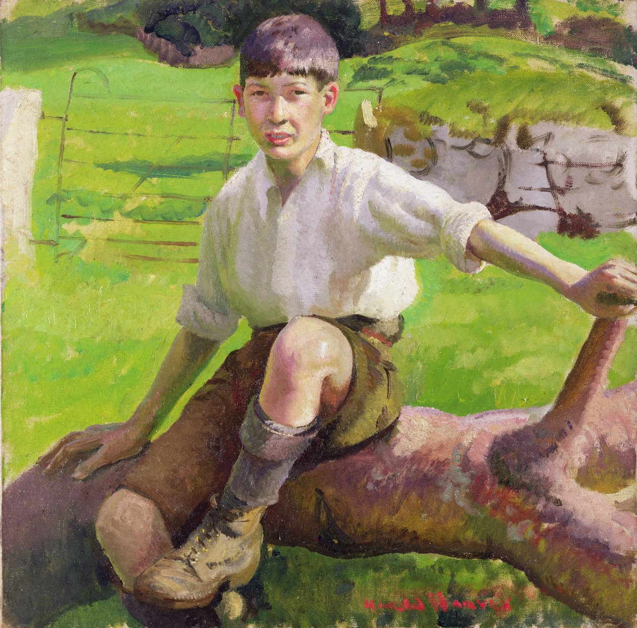 A Cornish Boy (olja på duk) av Harold Harvey