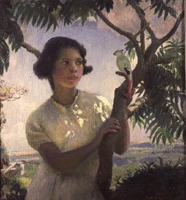Flicka med en leksakspapegoja av Harold Harvey