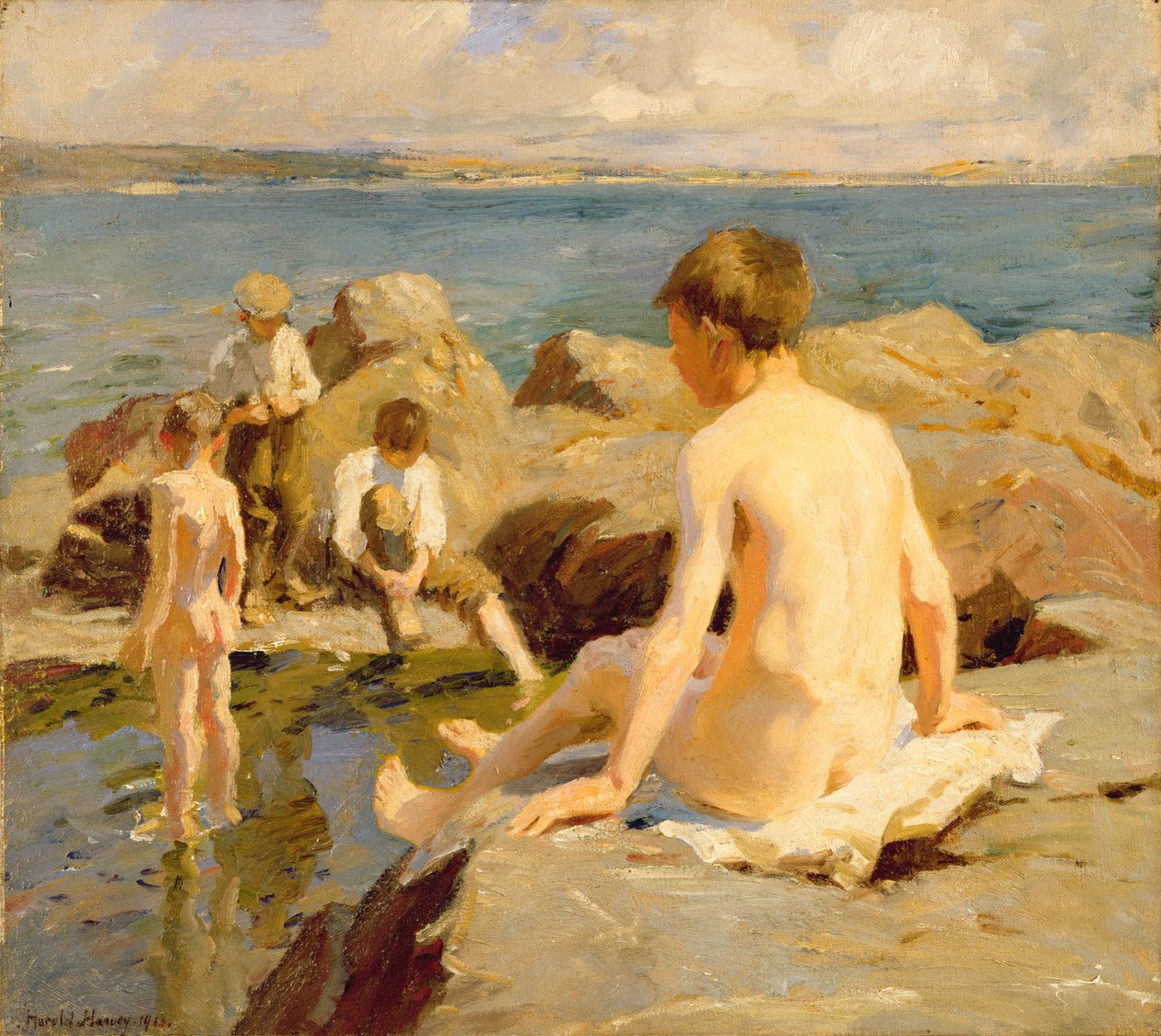 On the Rocks near Newlyn (olja på duk) av Harold Harvey