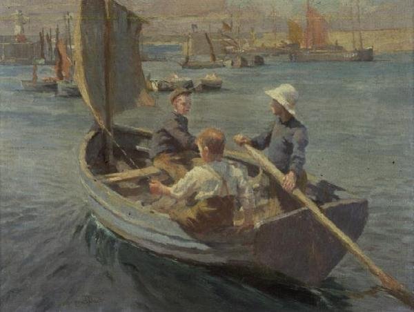 Segling i Newlyn Harbor av Harold Harvey