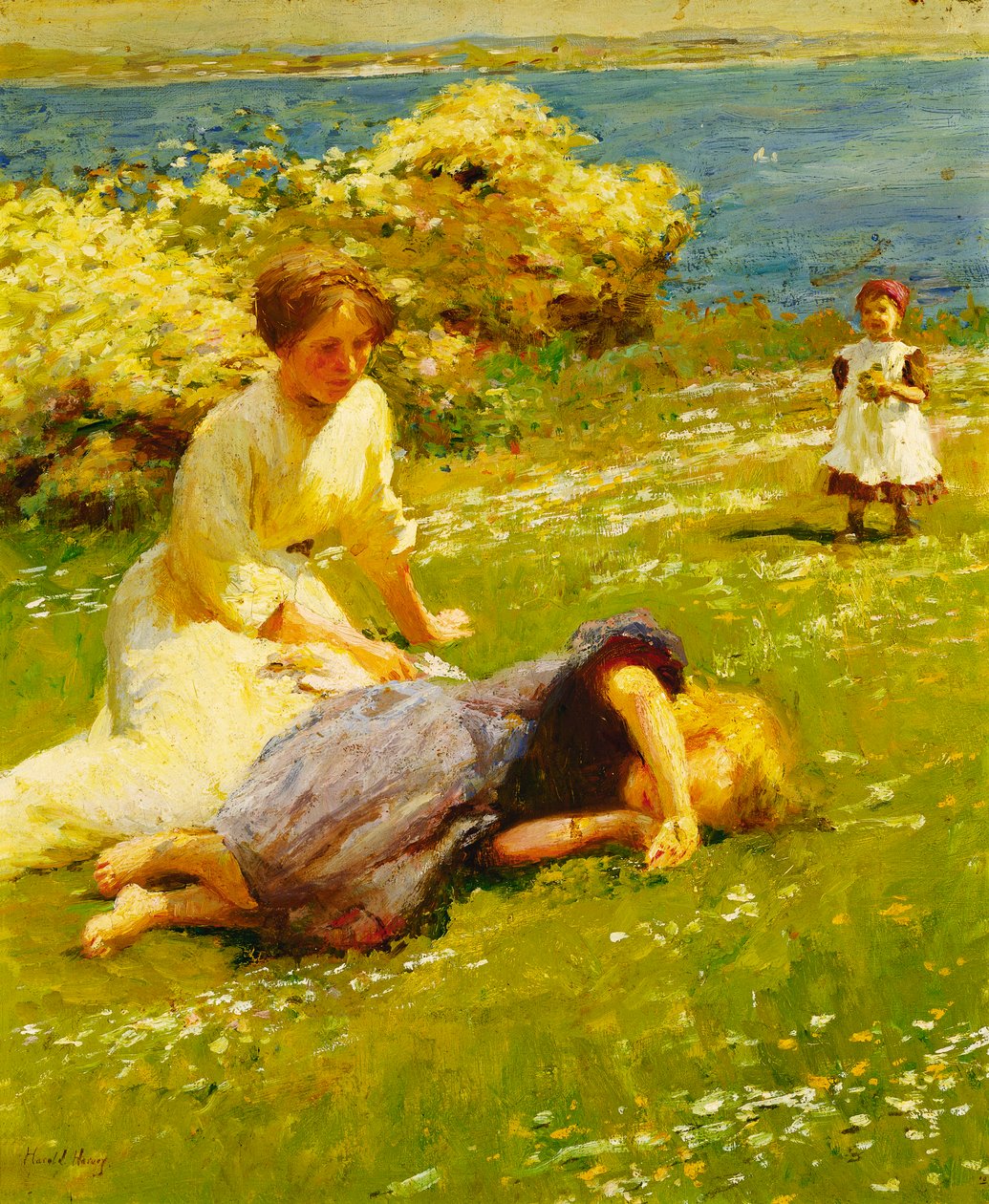 Unga flickor på en klipptopp av Harold Harvey
