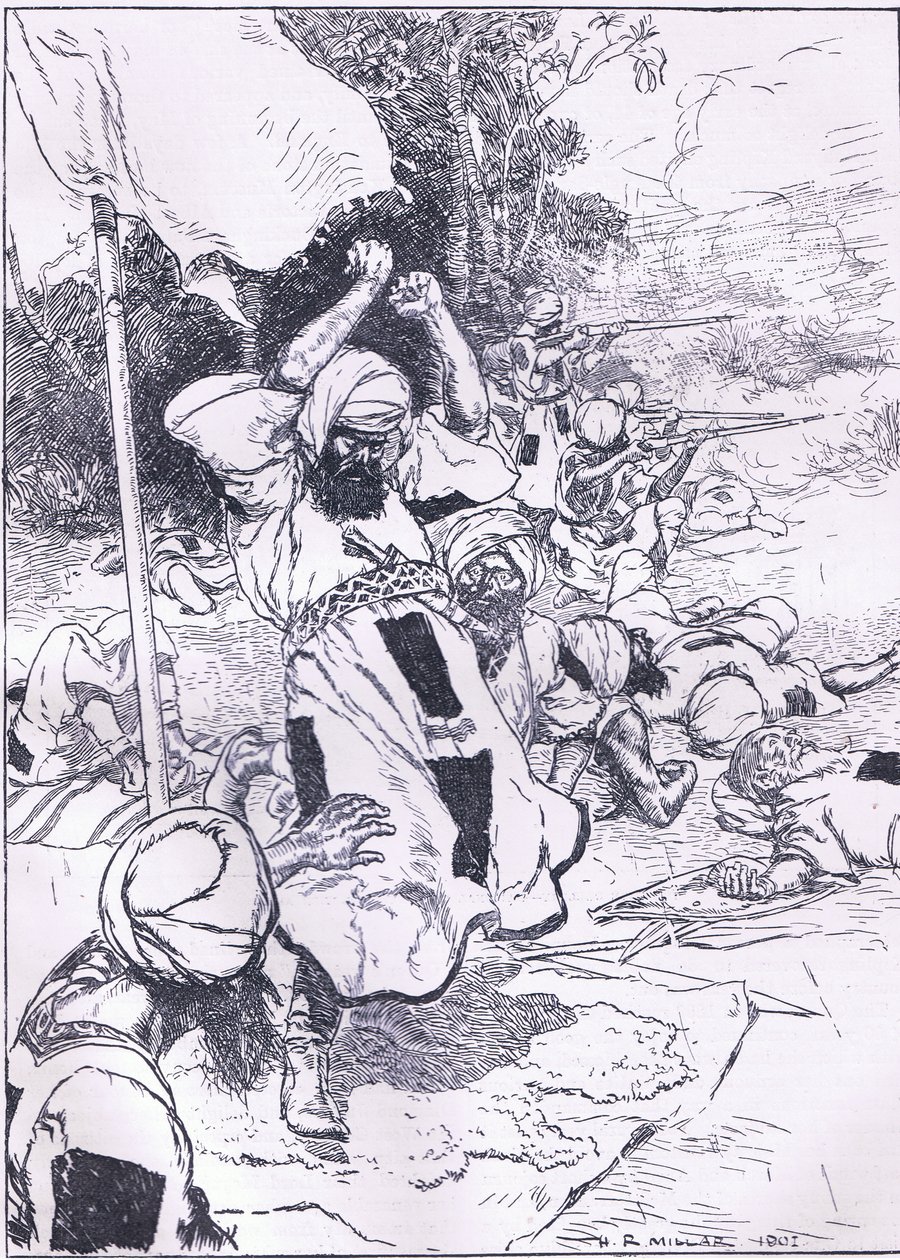 The death of the Khalifa, illustration från Cassells History of England, 1900-talet av Harold Robert Millar