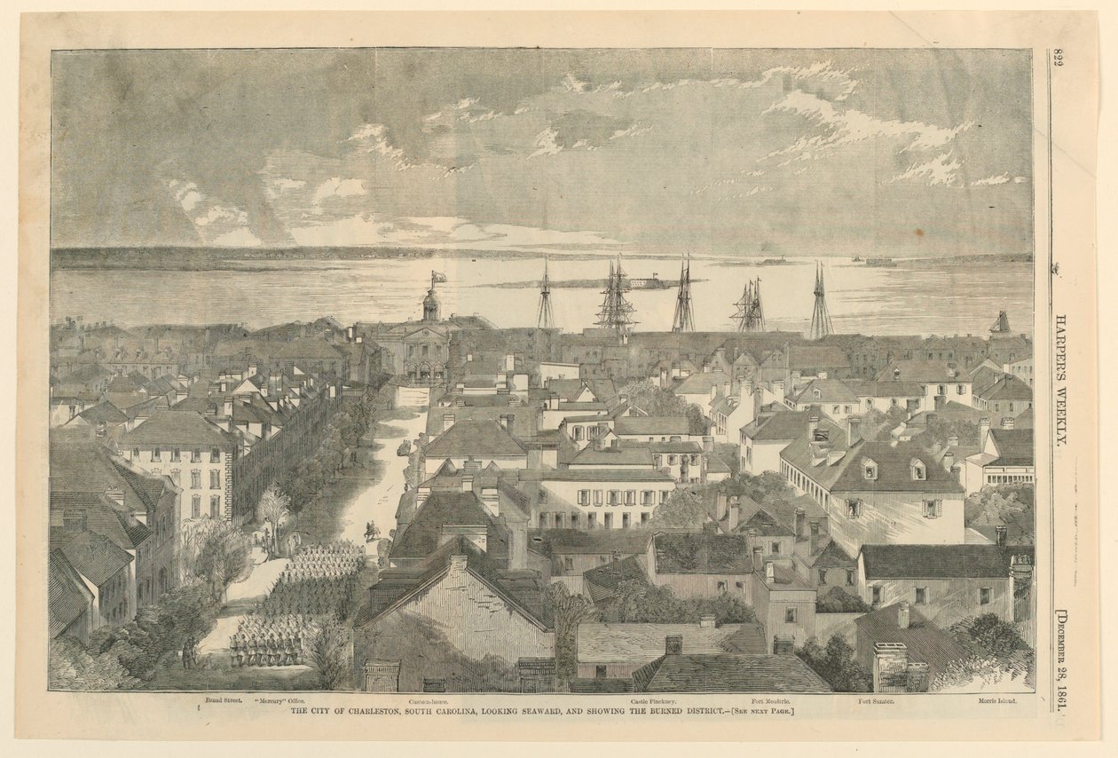 The City of Charleston, South Carolina, Looking Seaward and Showing the Burned District, från Harper
