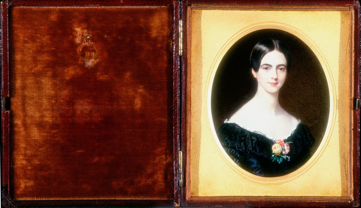 Porträtt av Elizabeth Ann Benson 1841 (toalett, kroppsfärg och elfenben) av Harriet Mackreth