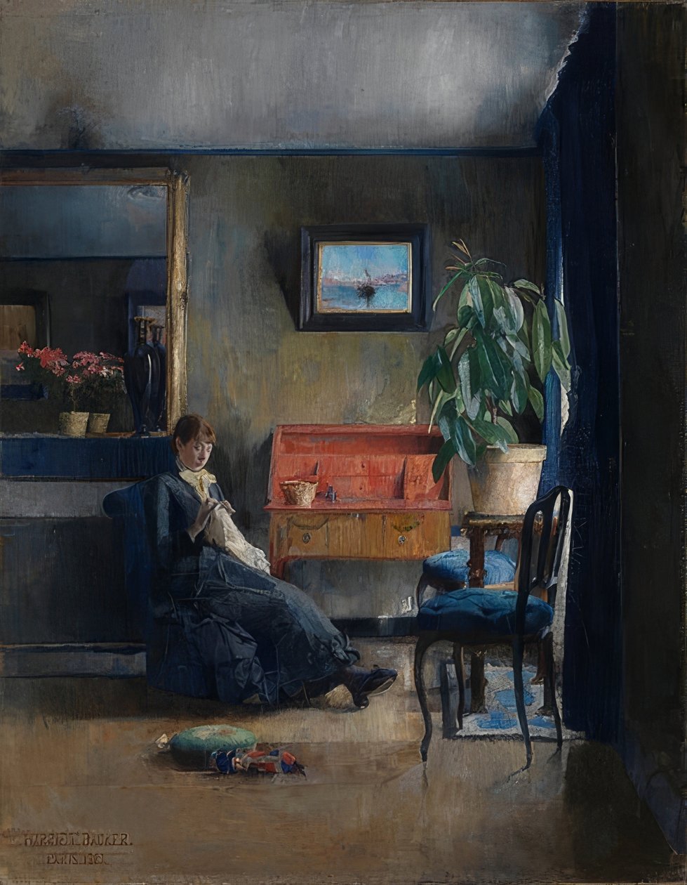 Blå inredning. 1883 av Harriet Backer