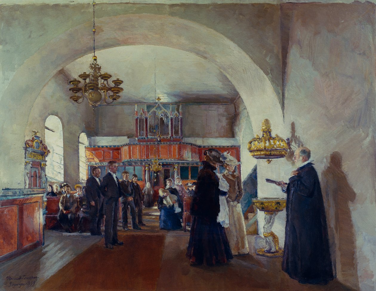 Dop i Stange kyrka av Harriet Backer