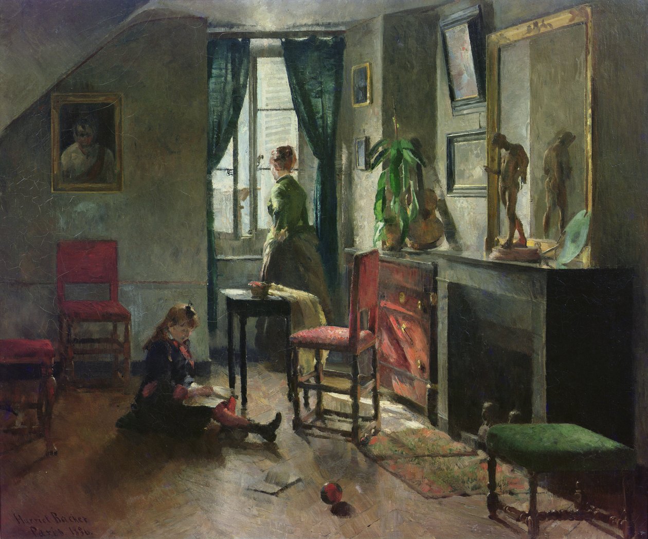 Interiör med figurer av Harriet Backer