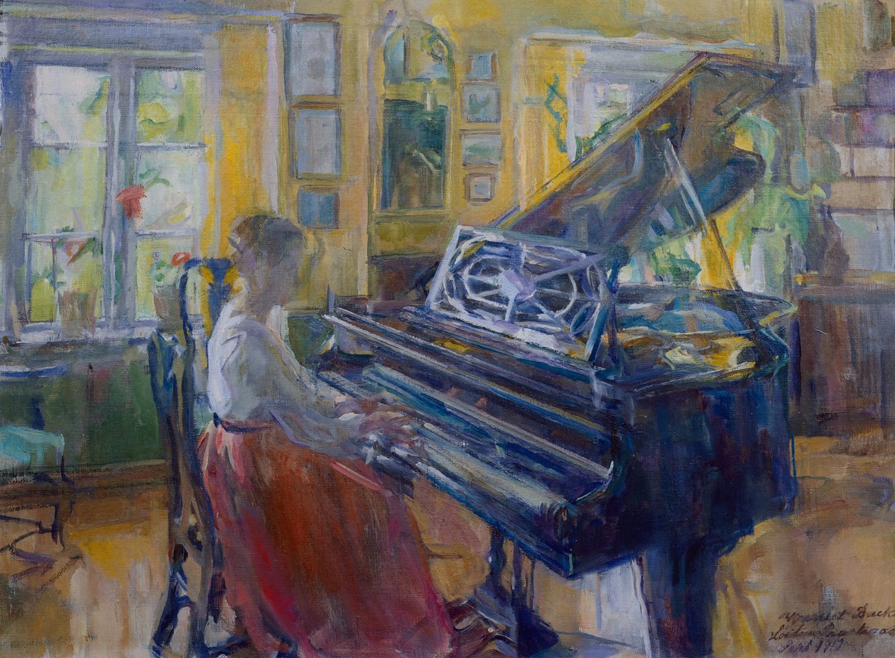 Musik, interiör från Loiten prästgård av Harriet Backer