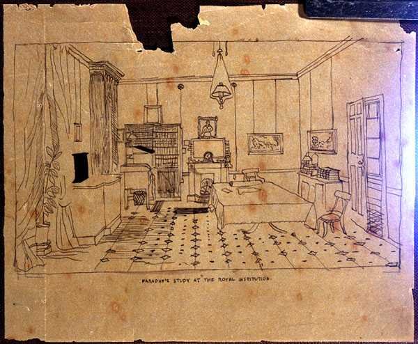 Michael Faradays (1973-1867) studie vid The Royal Institution av Harriet Jane Moore