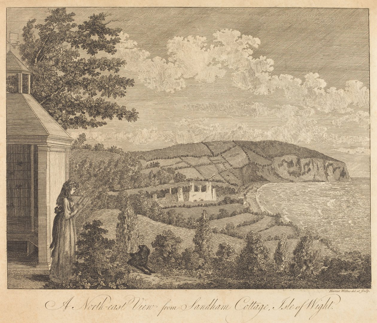 En nordostvy från Sandham Cottage, Isle of Wight av Harriet Wilkes