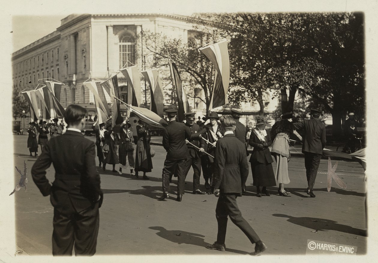 Polisen griper till banners av suffragister innan de når den amerikanska senaten av Harris & Ewing