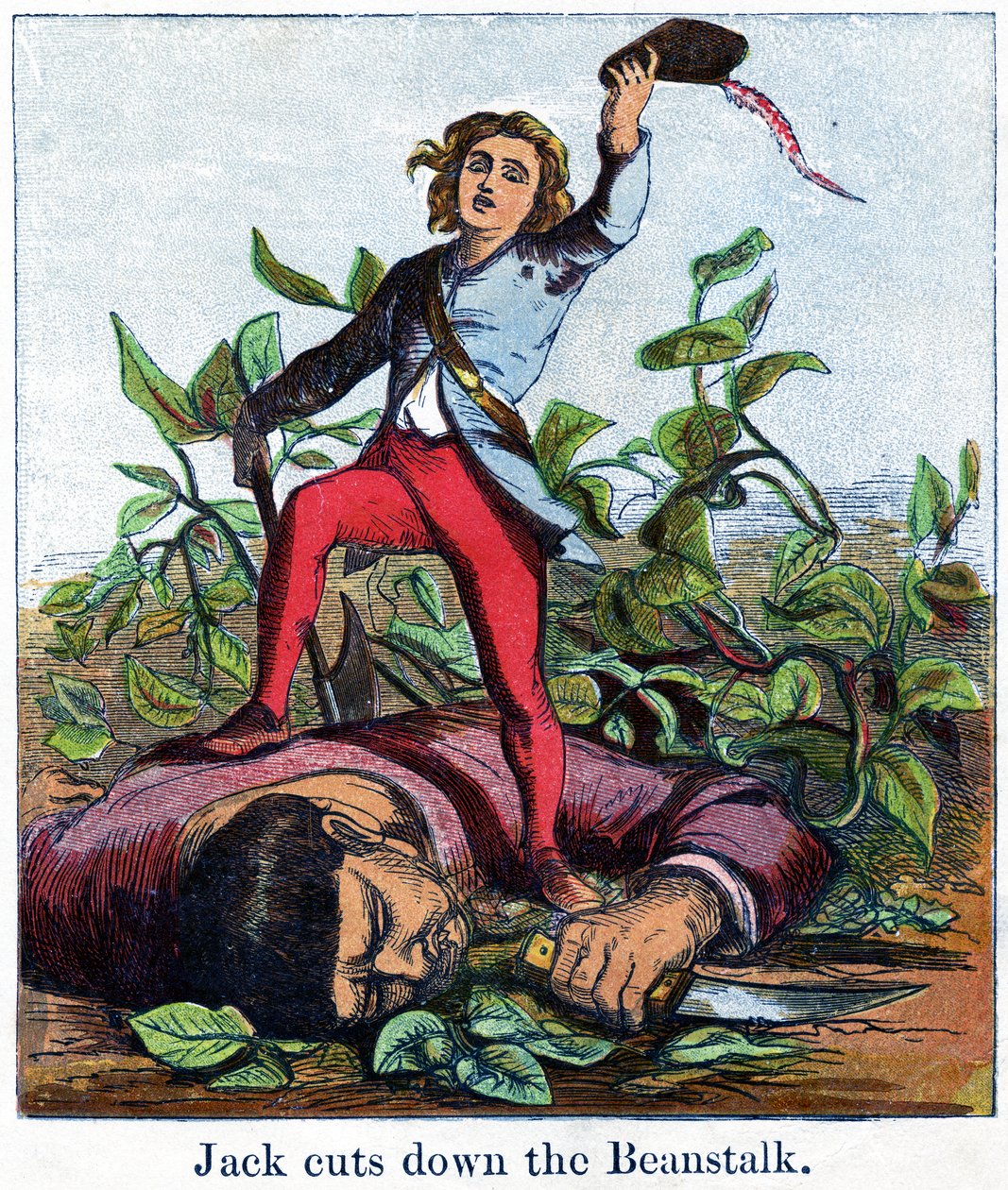 Jack hugger ner bönstjälken, 1867 (kromolitho) av Harrison William Weir