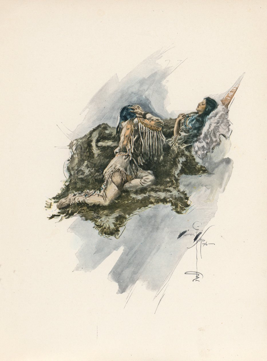 Longfellows sång om Hiawatha (färglitografi) av Harrison Fisher