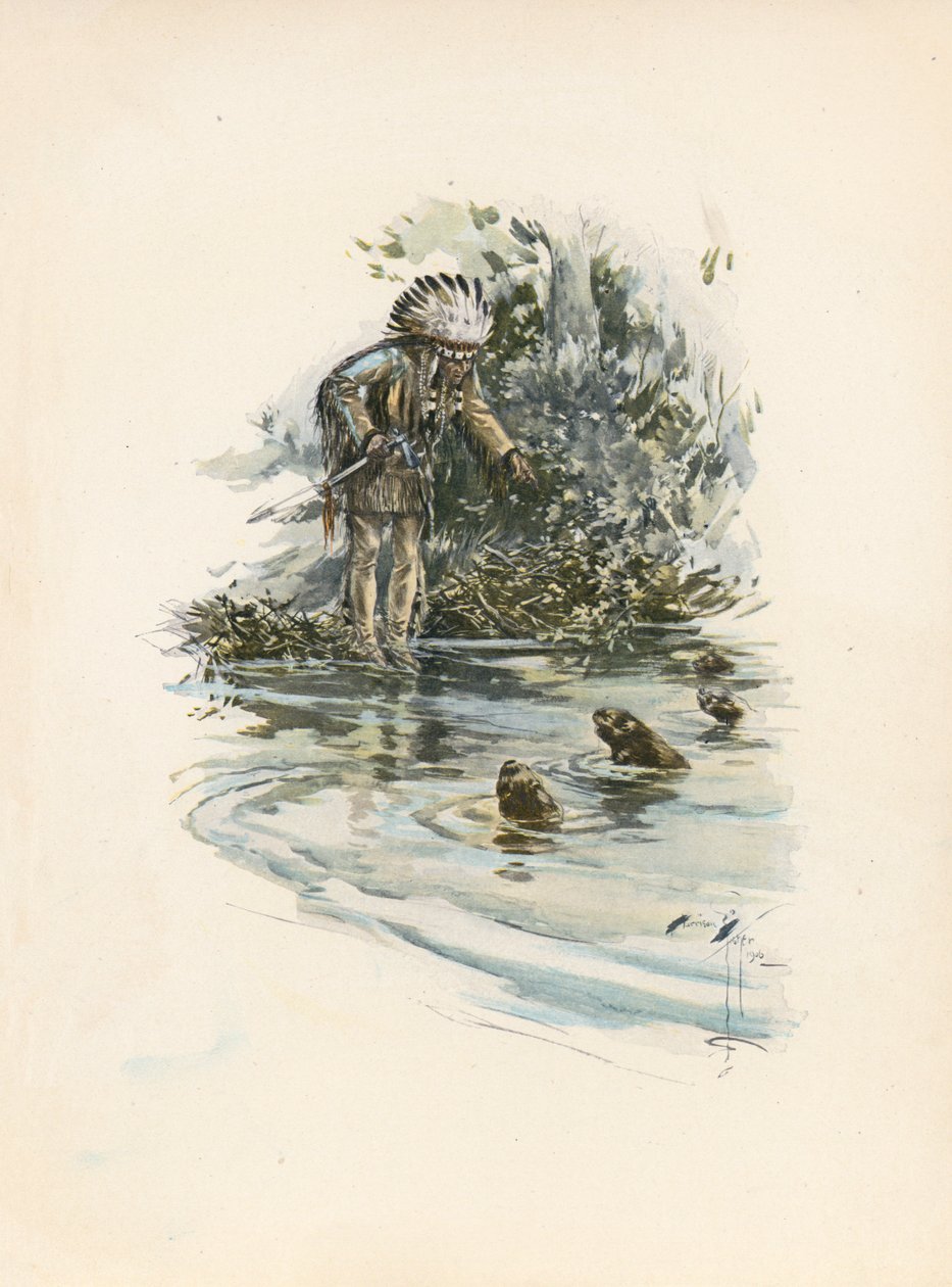 Longfellows sång om Hiawatha (färglitografi) av Harrison Fisher