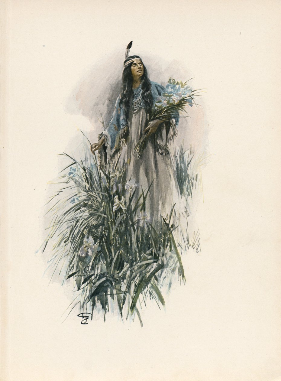 Longfellows sång om Hiawatha (färglitografi) av Harrison Fisher