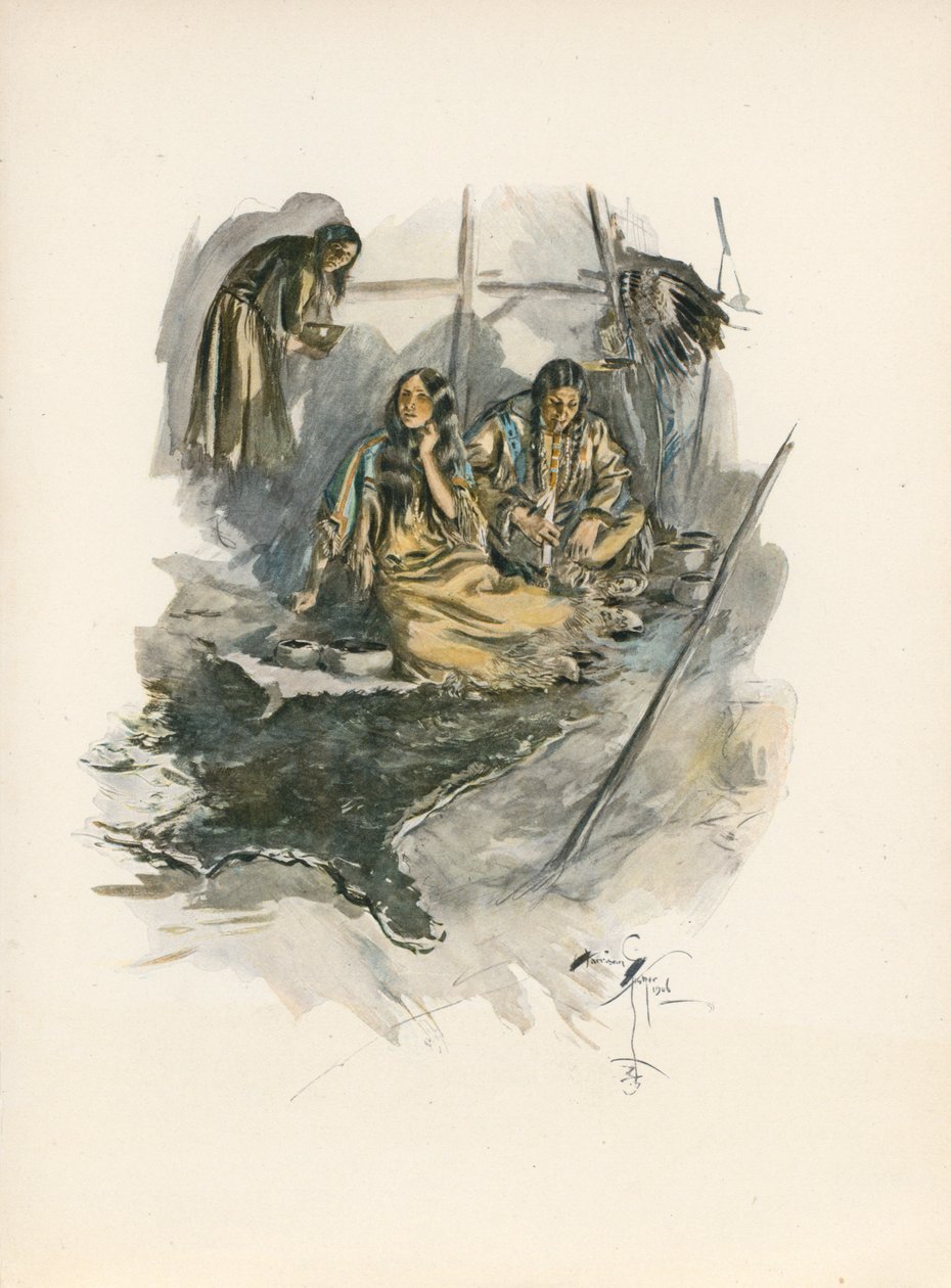 Longfellows sång om Hiawatha (färglitografi) av Harrison Fisher