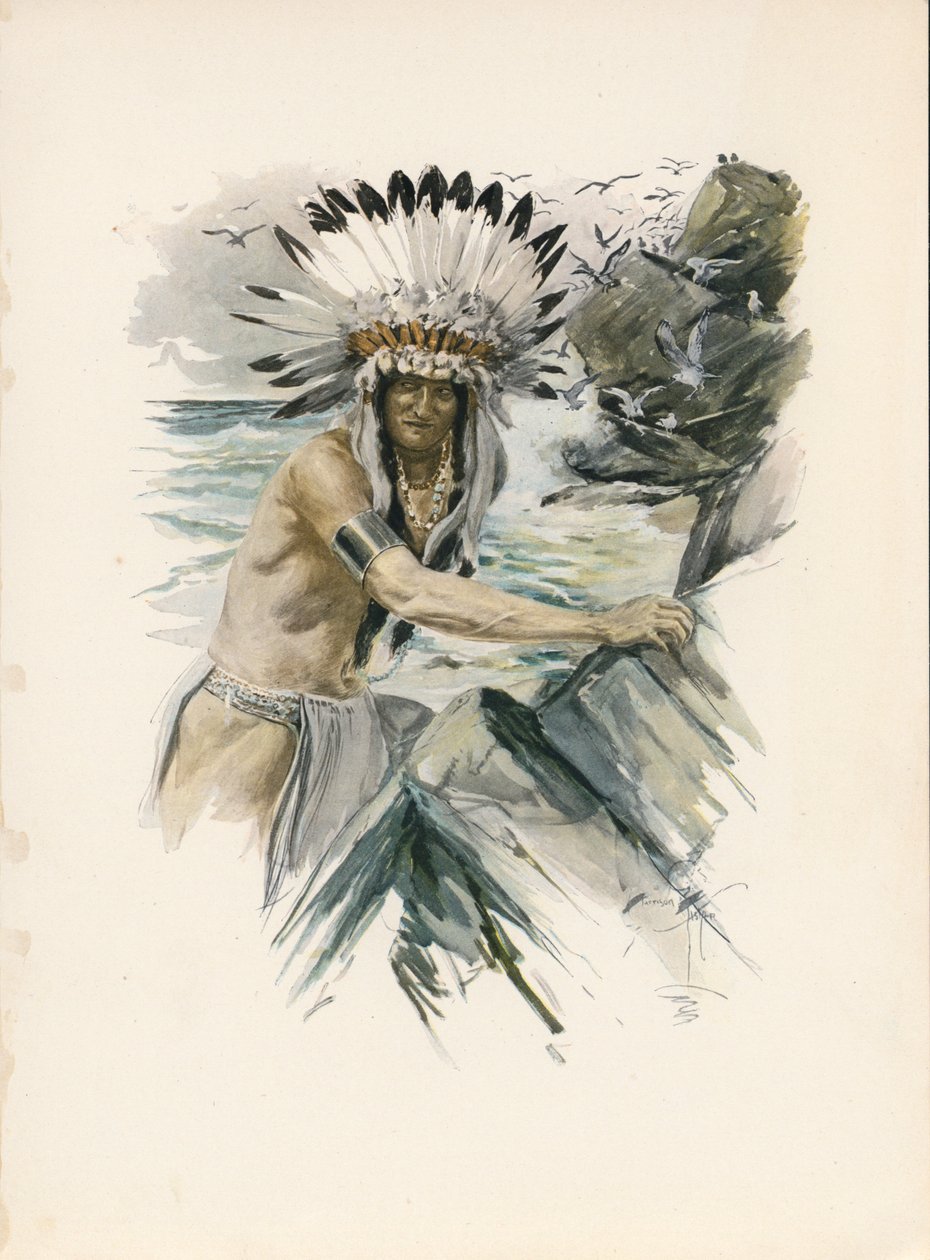 Longfellows sång om Hiawatha (färglitografi) av Harrison Fisher