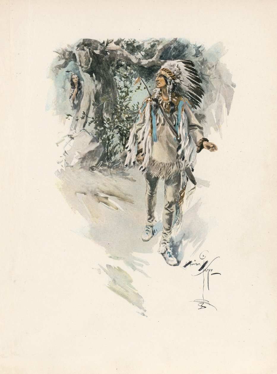 Longfellows sång om Hiawatha (färglitografi) av Harrison Fisher