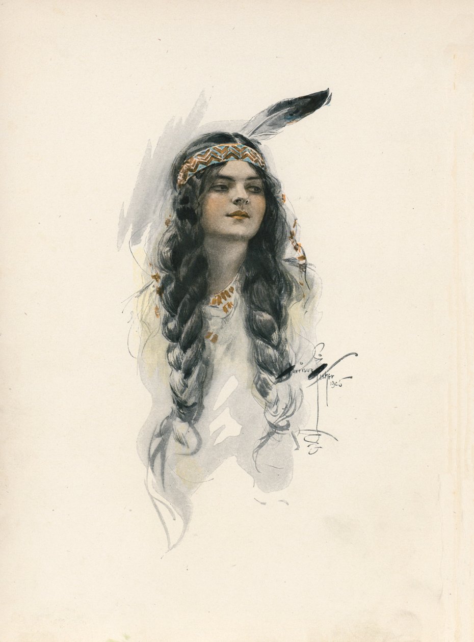 Longfellows sång om Hiawatha (färglitografi) av Harrison Fisher