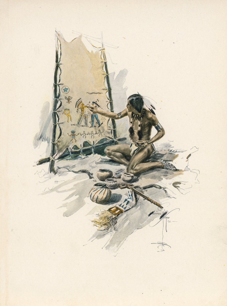 Longfellows sång om Hiawatha (färglitografi) av Harrison Fisher