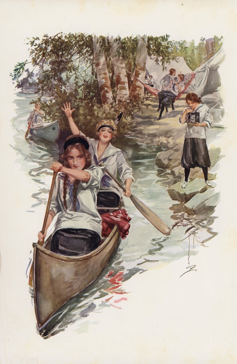 Då och nu (färglitografi) av Harrison Fisher
