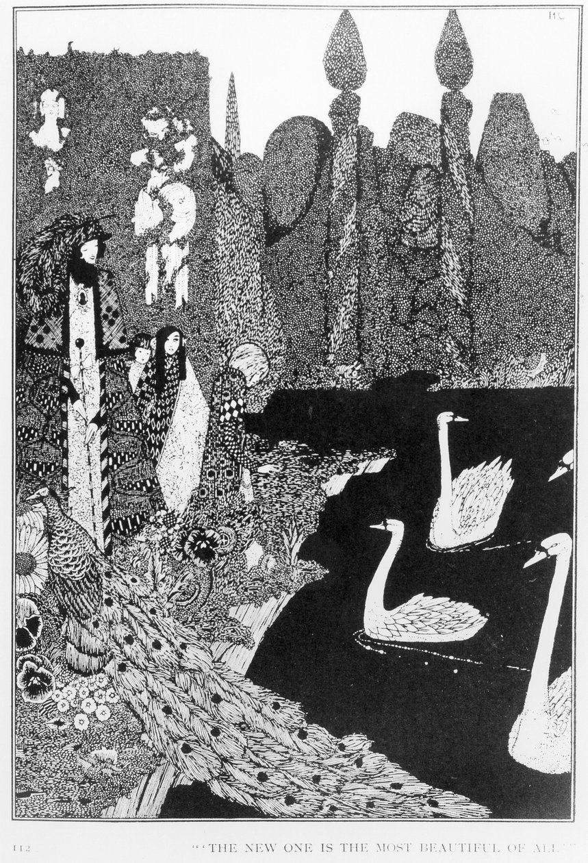 Den nya är den vackraste av alla, illustration till "Den fula ankungen" från sagor av H.C. Andersen (1805-75), ca 1910 av Harry Clarke
