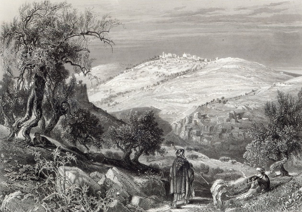 Oljeberget, från berget Sion, graverat av S. Bradshaw av Harry Fenn