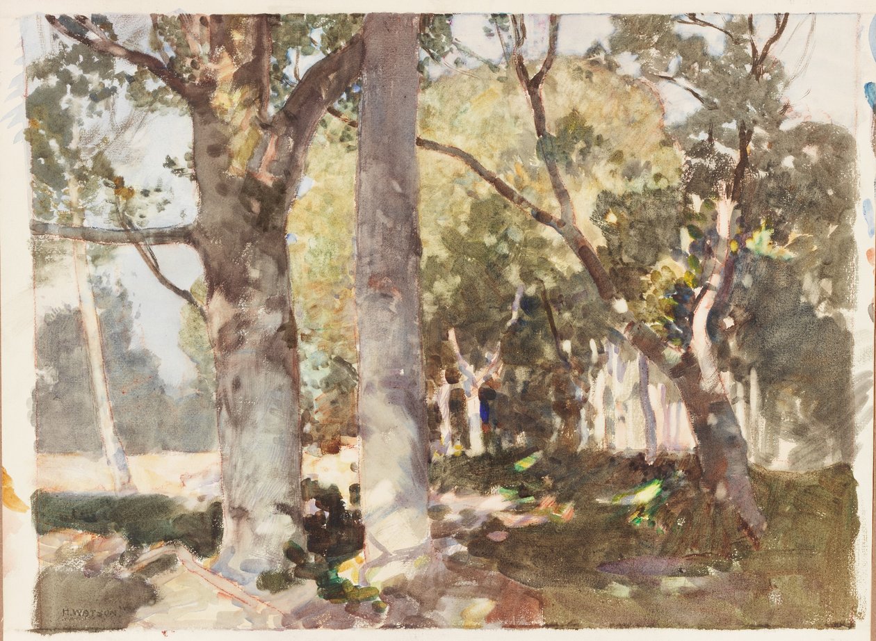 A Shaft of Light (krita och akvarell på papper (klistrad ombord)) av Harry Watson