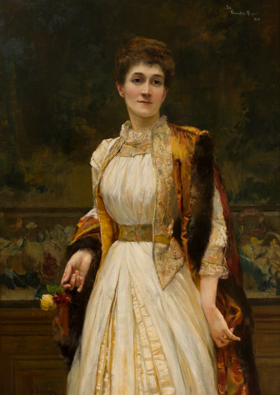 Porträtt av Lady Ida Lumley, Viscountess Newport, senare grevinna av Bradford, ca 1888 (olja på duk) av Harry Baldry