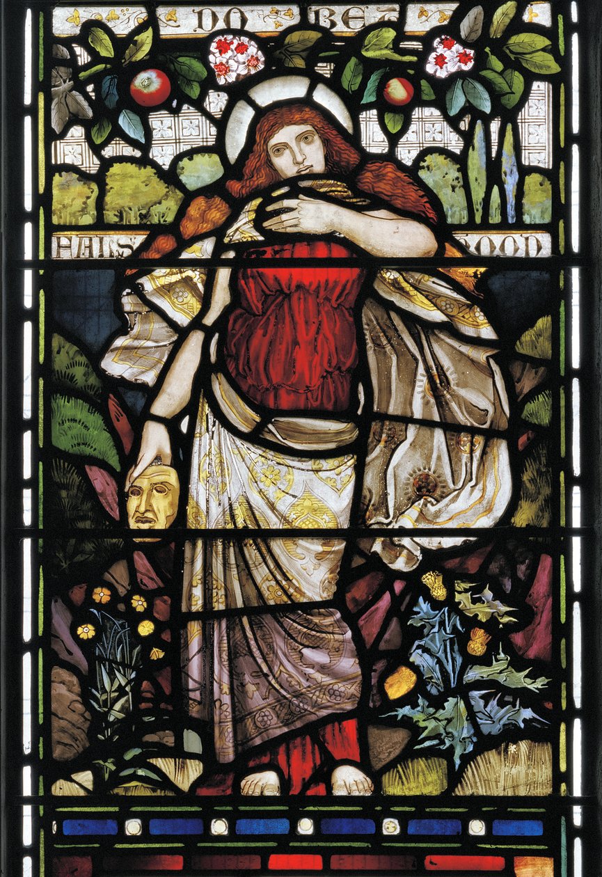 Falsehood, från Piers Ploughman, av William Langland, 1873 (målat glas) av Harry Burrow