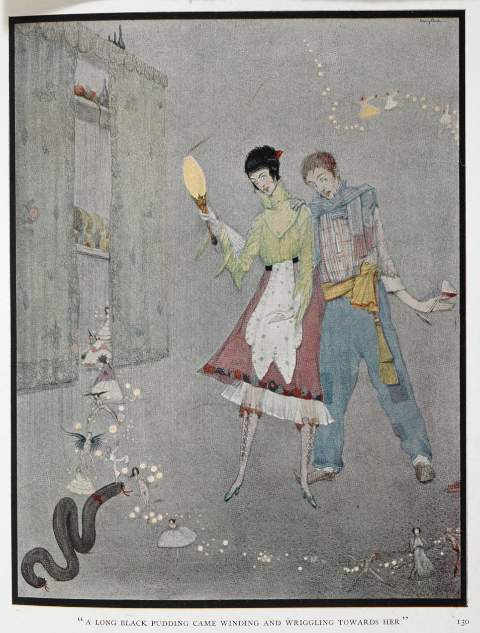 "En lång blodpudding kom slingrande och slingrande mot henne." En illustration till berättelsen, 