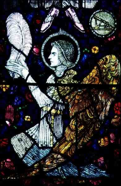 Angel, av Harry Clarke (1889-1931), 1900-talet (målat glas) (detalj av 32286) av Harry Clarke
