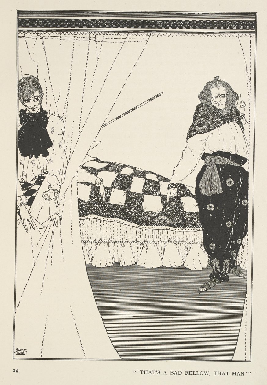 Stora Claus och Lille Claus. Det är en dålig kille, den mannen. av Harry Clarke