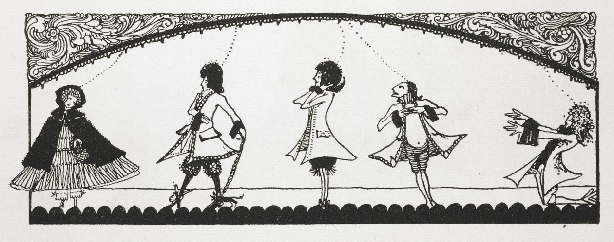 Illustration till berättelsen "Det lilla röda ridhättan". av Harry Clarke