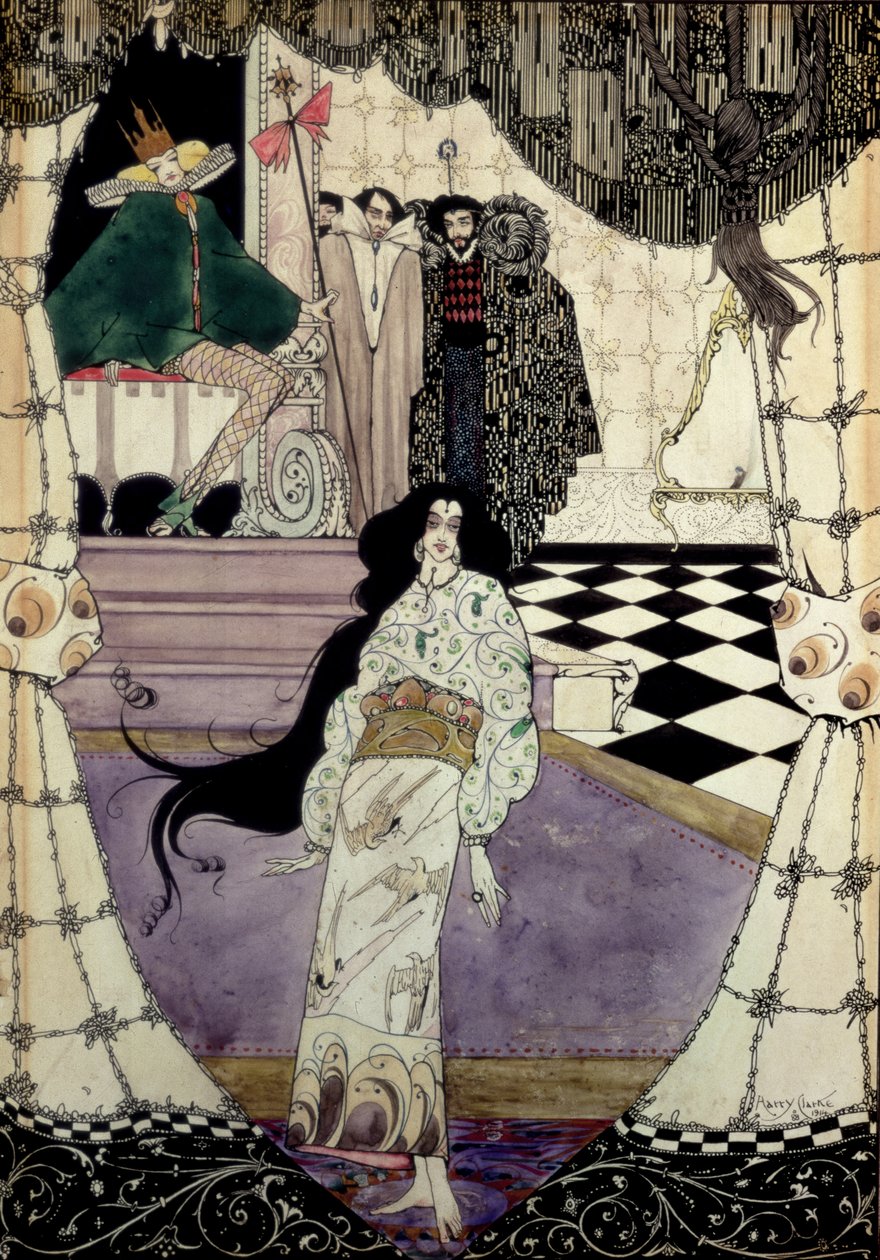 Illustration från Den lilla sjöjungfrun, 1914 (wc, penna och bläck) av Harry Clarke