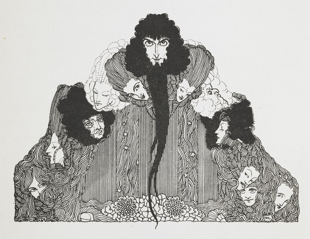 Illustration av blåskägg. av Harry Clarke