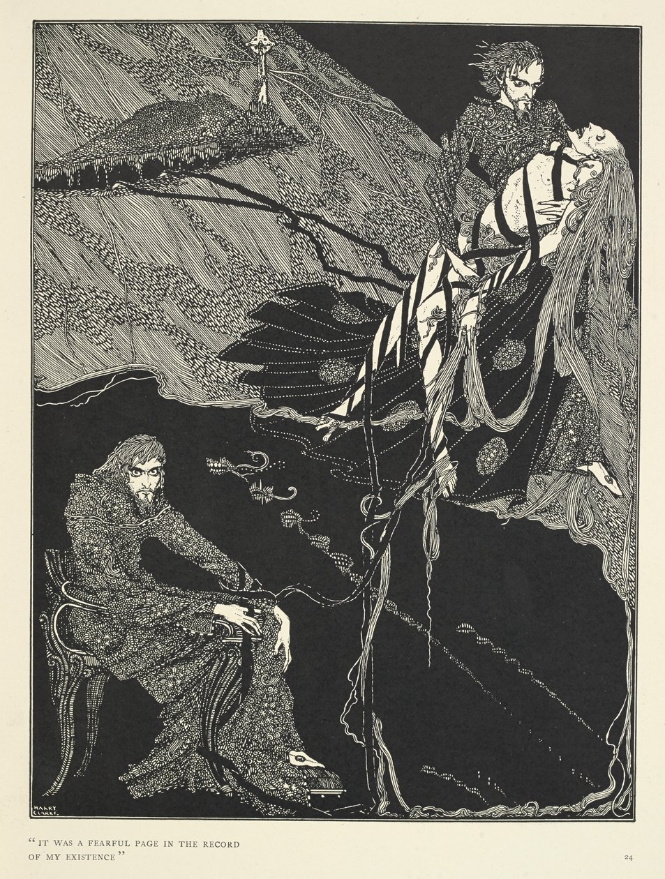 "Det var en skrämmande sida i min existens." "Berenice" är en kort skräckhistoria av Edgar Allan Poe. Berättelsen följer en man vid namn Egaeus som förbereder sig för att gifta sig med sin kusin Berenice. Han har en tendens att hamna i perioder av intensiv av Harry Clarke