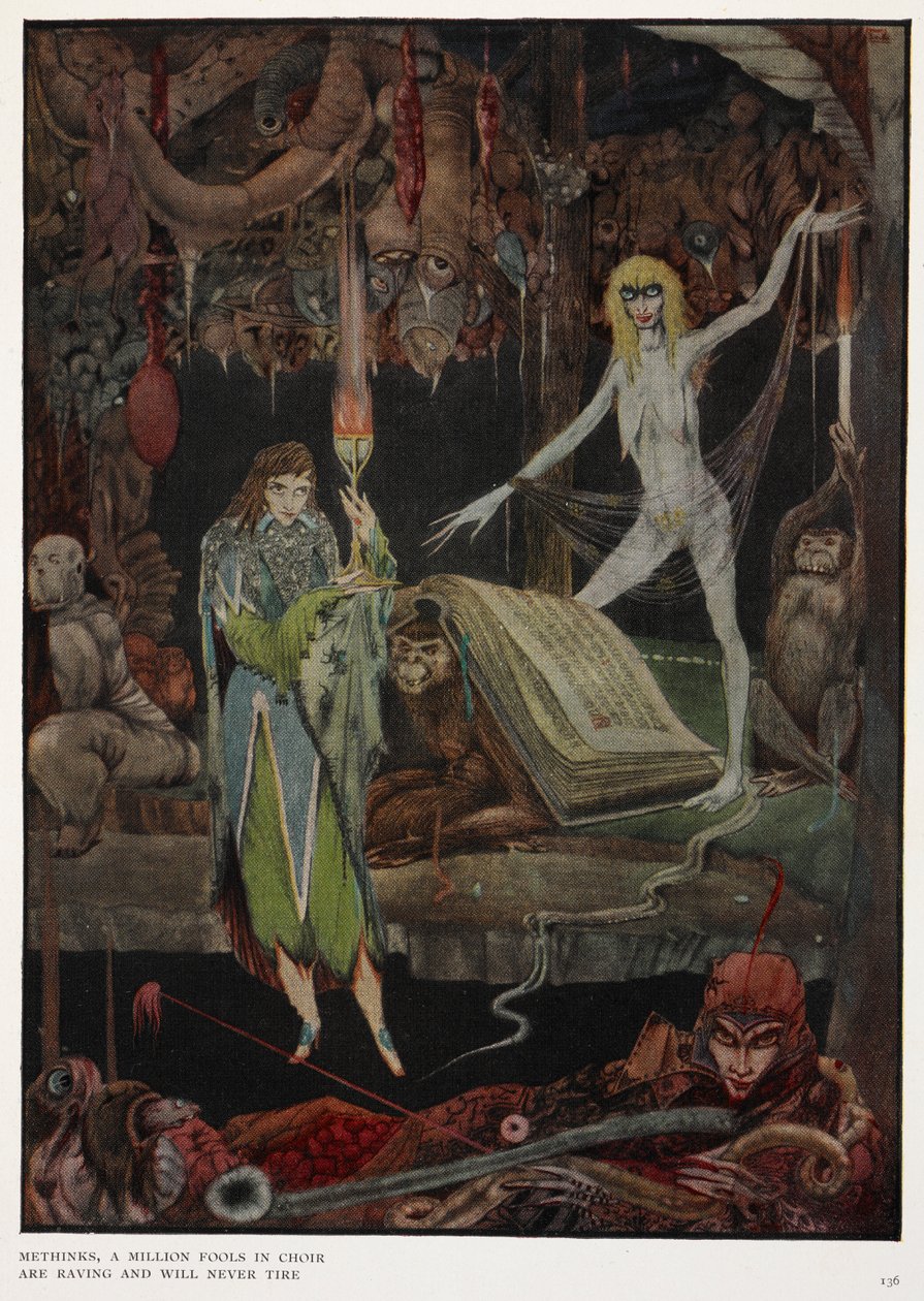 Methinks, en miljon dårar i kör, rasar och kommer aldrig att tröttna av Harry Clarke