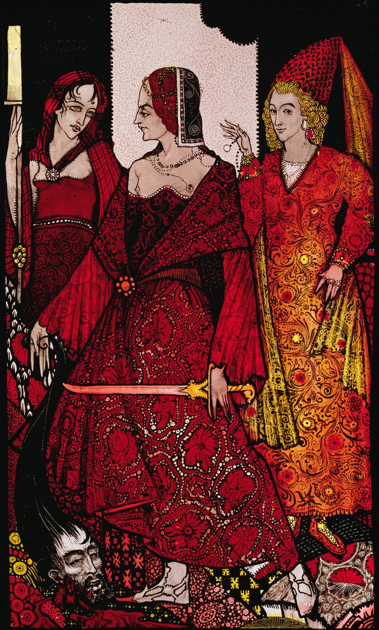 Queens who cut the hogs of Glanna... Illustration av Harry Clarke från 