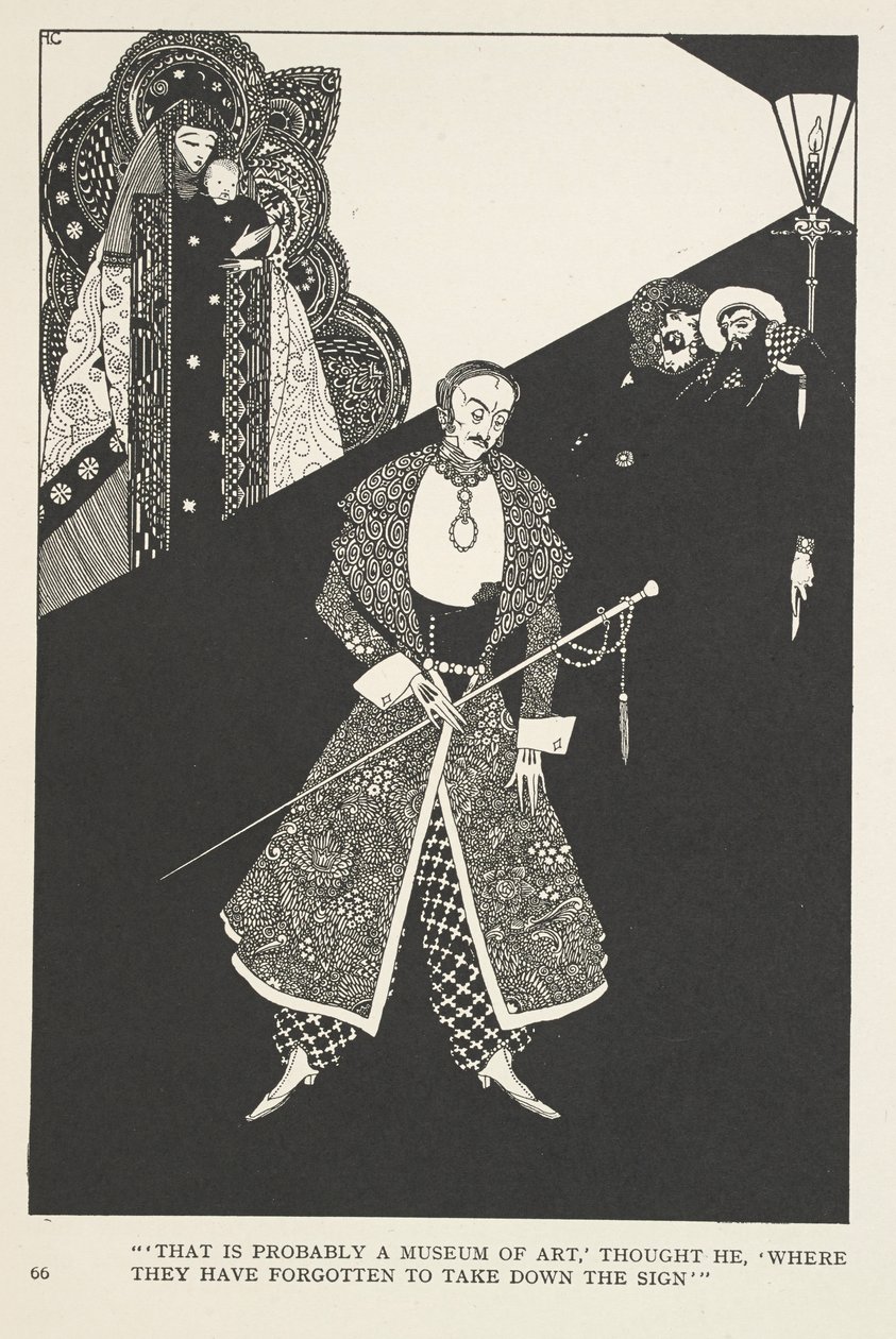 Förmögenhetens galoscher. "Det är nog ett konstmuseum", tänkte han, "där de har glömt att ta ner skylten". av Harry Clarke