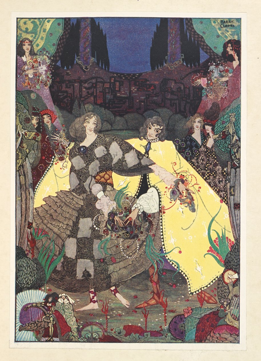 Paradisets trädgård. "Nu ska vi börja våra danser!" ropade älvorna. av Harry Clarke