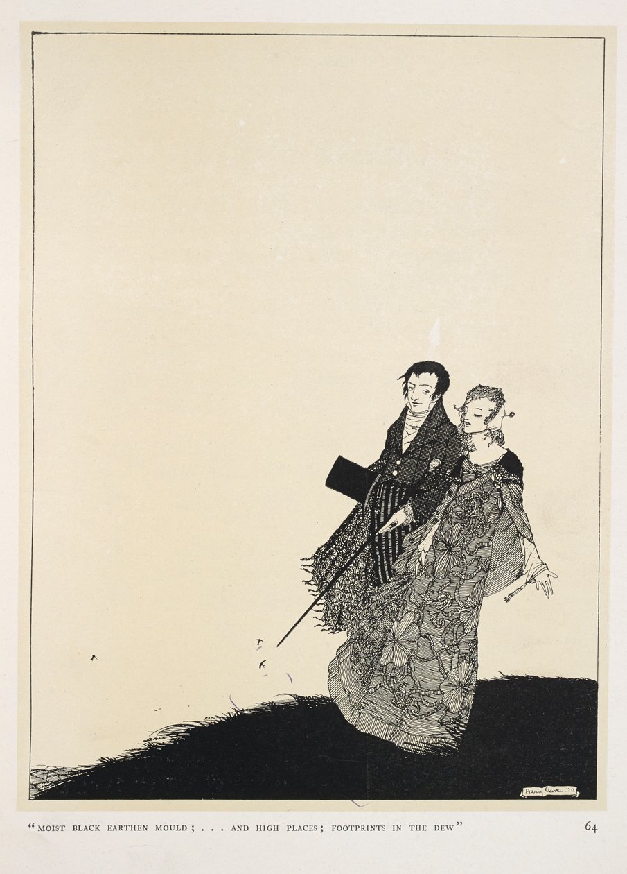 Den store älskaren. "Fuktig svart jordmögel;... och höga platser; fotspår i daggen" av Harry Clarke
