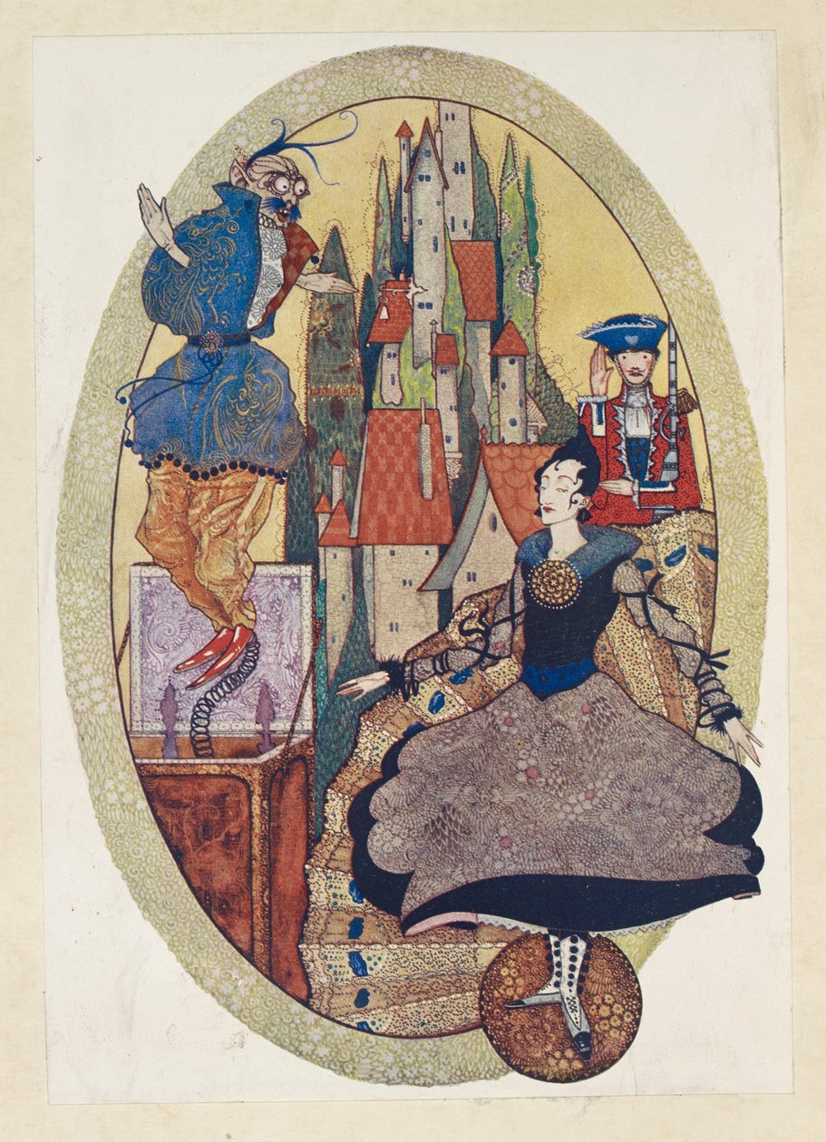 Den härdiga tennsoldaten."Tinsoldat!" sa Goblin, "Stirra inte på saker som inte angår dig". av Harry Clarke