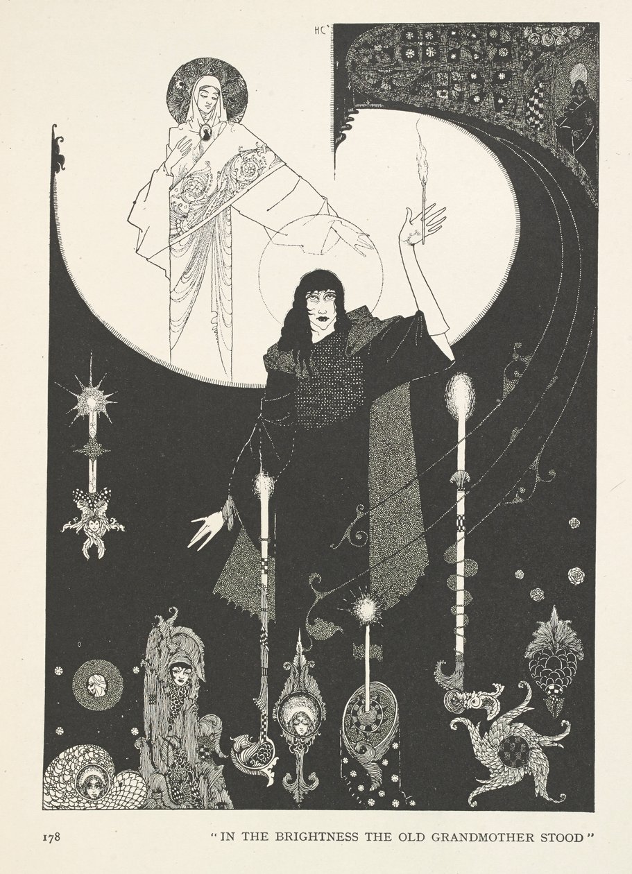 Den lilla tändsticksflickan. I ljuset stod den gamla mormor. av Harry Clarke
