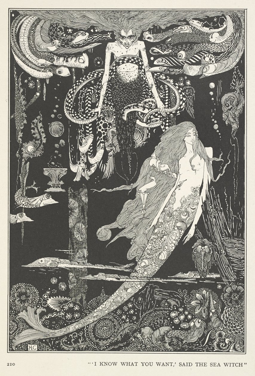 Den lilla sjöjungfrun. "Jag vet vad du vill ha", sa havshäxan. av Harry Clarke