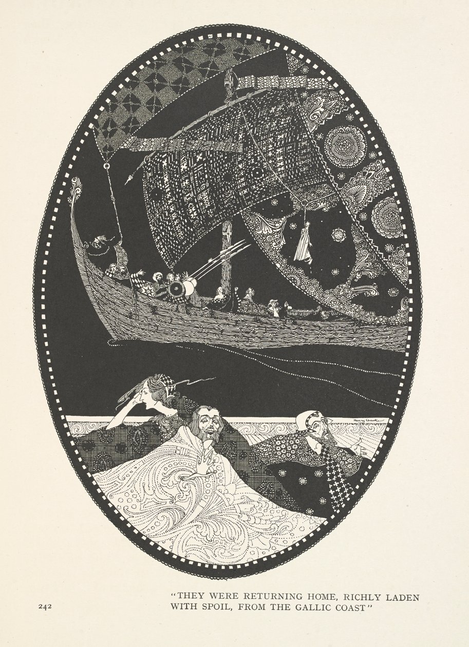 Marskungens dotter. De var på väg hem, rikt lastade med byte, från den galliska kusten. av Harry Clarke