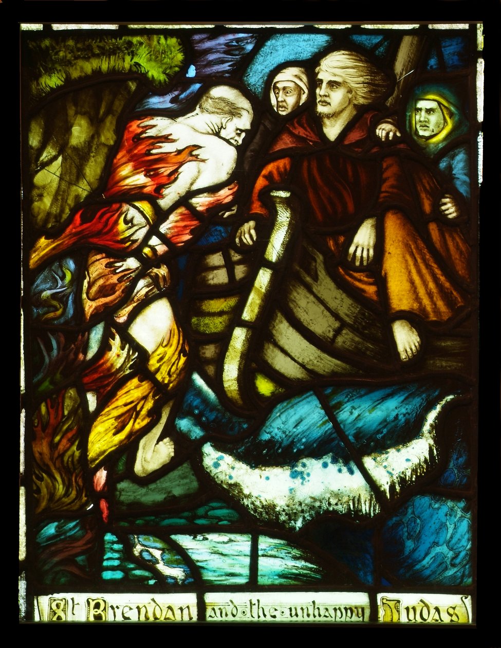 The Meeting of St. Brendan with the Unhappy Judas, 1911, målat glasfönster av Harry Clarke (1889-1931) av Harry Clarke