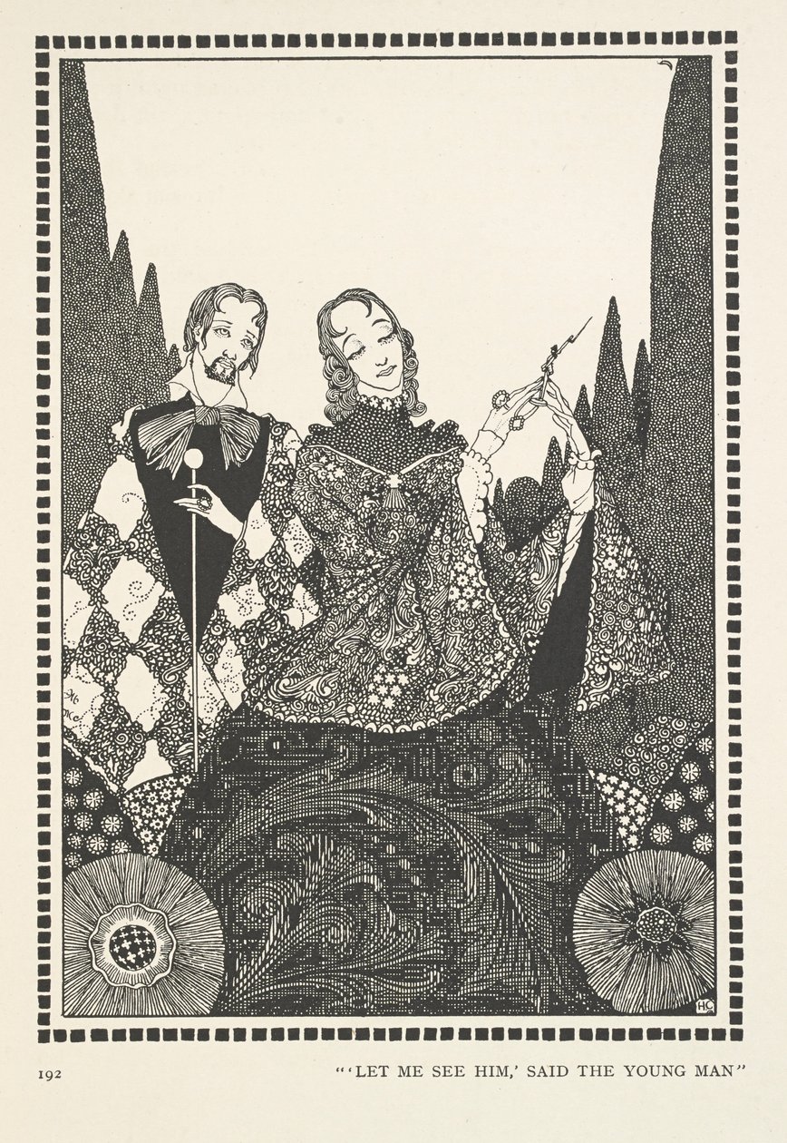 Gamla huset. "Låt mig se honom", sa den unge mannen. av Harry Clarke
