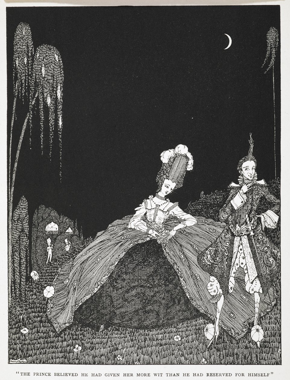 "Prinsen trodde att han hade gett henne mer kvickhet än han hade reserverat för sig själv." Illustration till berättelsen, 