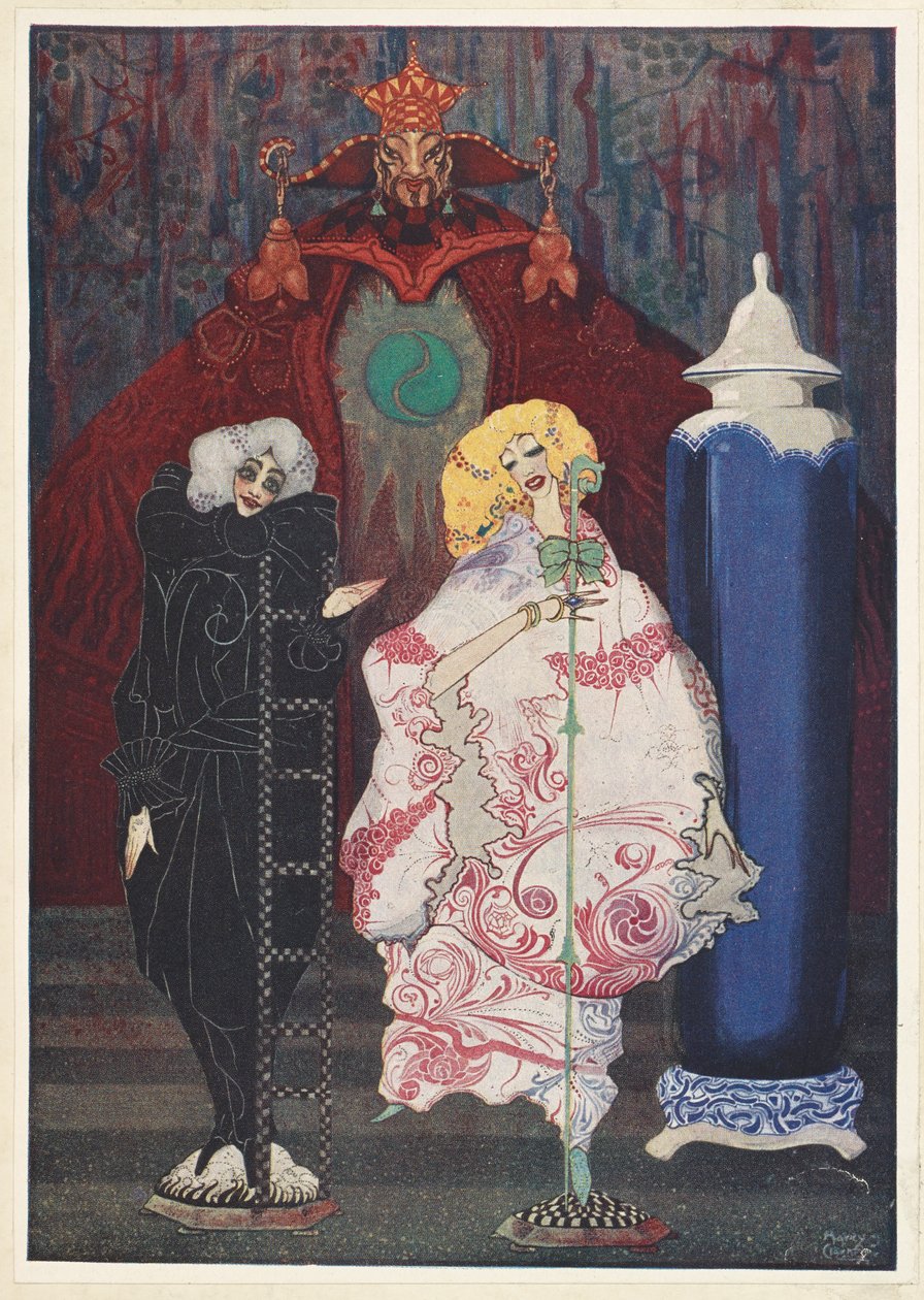 Herdinnan och Skorstensfejaren. "Har du verkligen mod att gå ut i den vida världen med mig?" frågade sotaren. av Harry Clarke